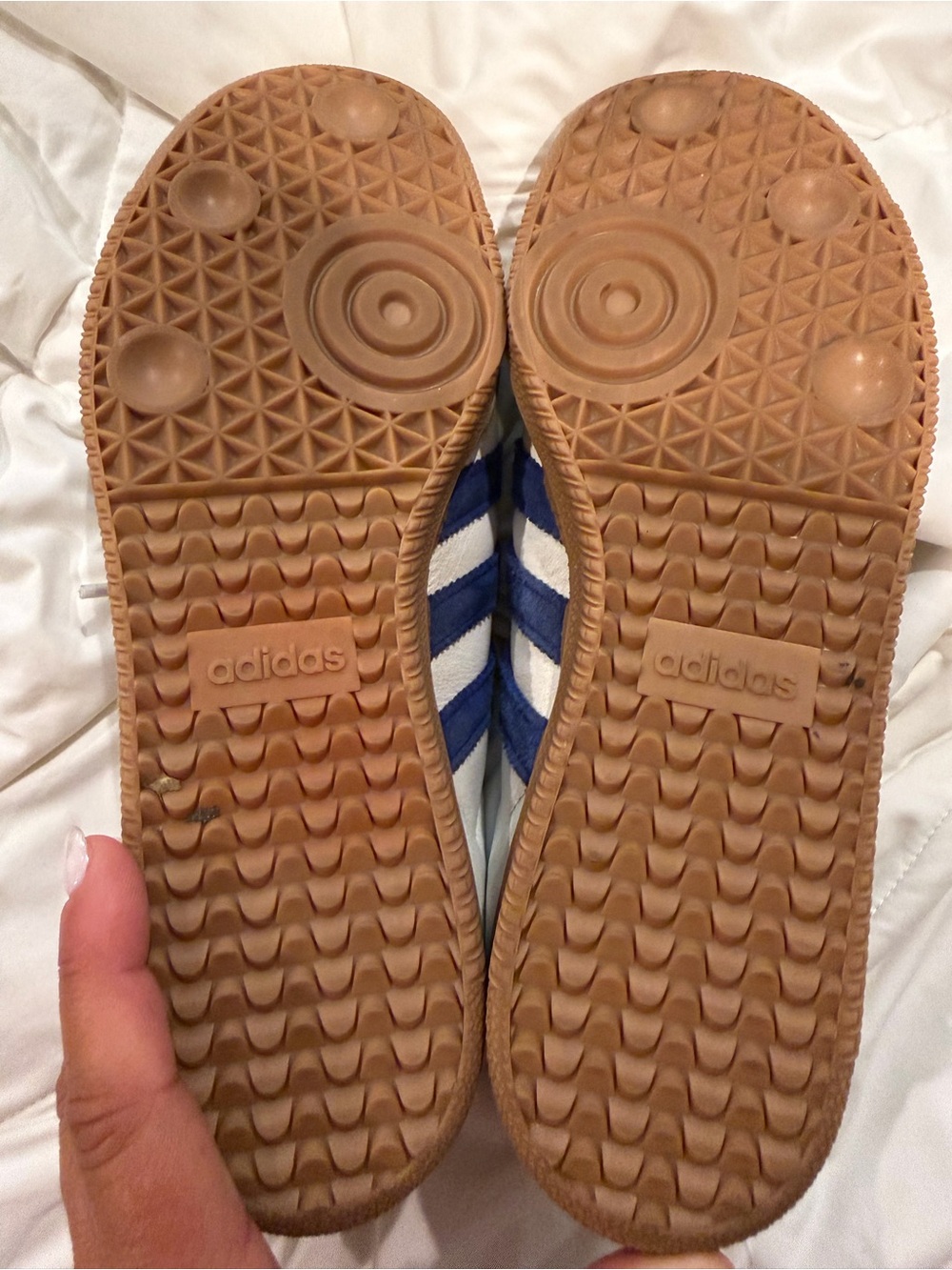 Adidas Originals Samba Leather Sneakers White Blue Gum Sole Women’s - Picture 3 of 4